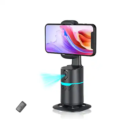 Front. Cubilan - AI Face/Body Tracking Phone Holder – 360° Rotation, Remote & Gesture Control, No App, 1/4" Tripod for Vlog/TikTok/Live.