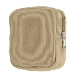 Unique Bargains - Portable Corduroy Period Bag for Women, Cute Zippered Pouch for Sanitary Towel Storage Travel - Khaki