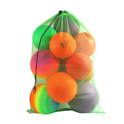 Front. GSE Games & Sports Expert - 24"x36" Large Mesh Sports Ball Drawstring Bag for Gym Training, Football, Basketball, Swimming(Green) - green.
