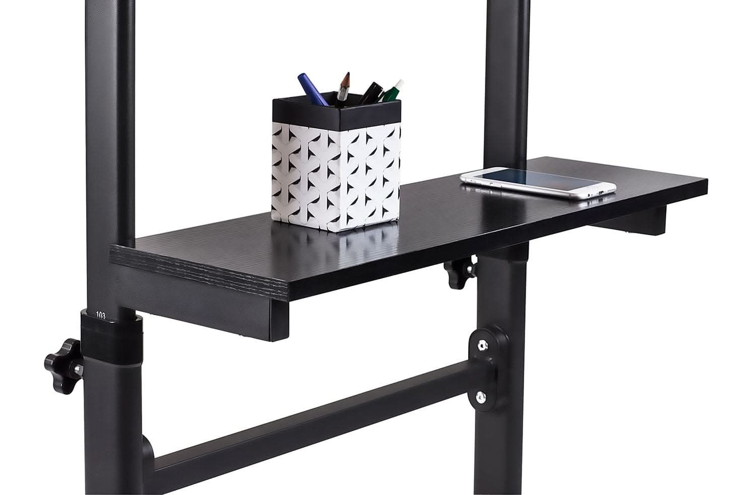 Alt View 8. Mount-It! - Mobile Stand-Up Desk With Adjustable Height, Tilt Platform & Extra Shelf for Workstation or Presentation Use - Black.