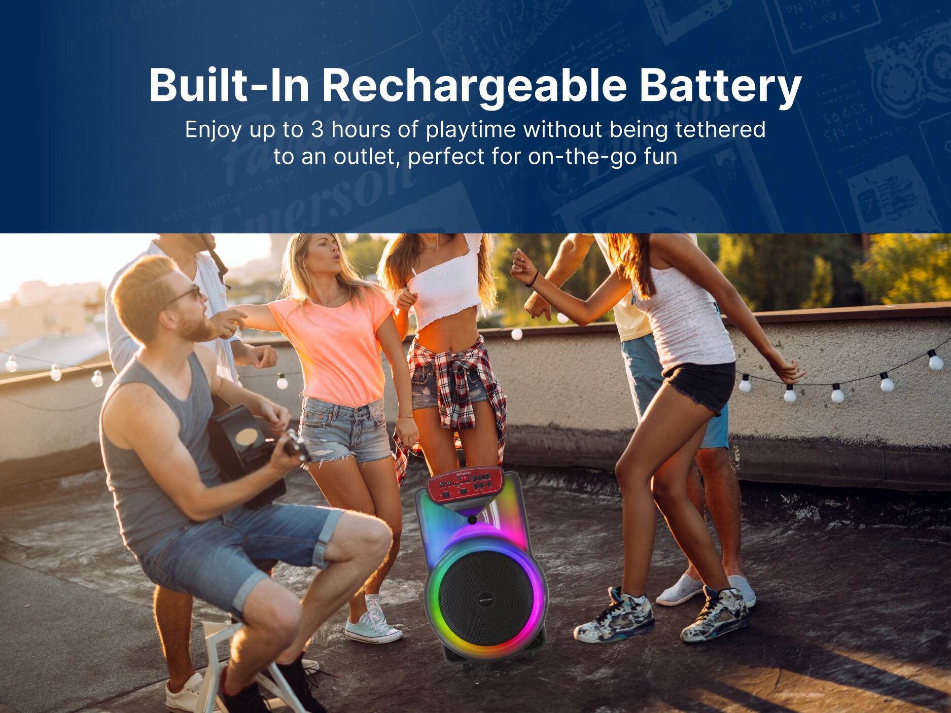 Built-In Rechargeable Battery
Enjoy up to 3 hours of playtime without being tethered to an outlet, perfect for on-the-go fun