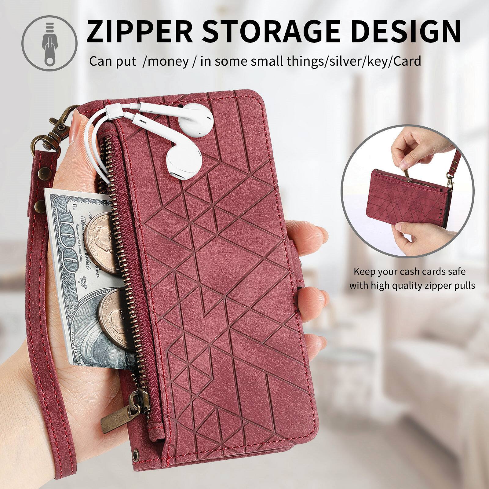 ZIPPER STORAGE DESIGN  
Can put /money/ in some small things/silver/key/Card  

Tranger Fillly  
Keep your cash cards safe with high quality zipper pulls