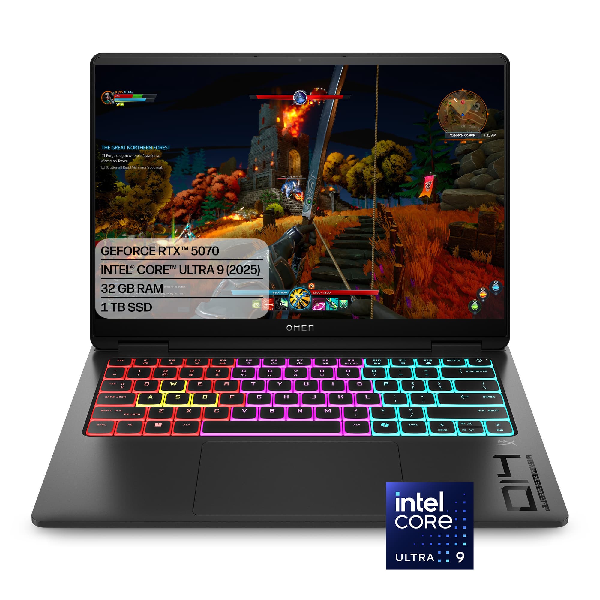 - THE GREAT NORTHERN FOREST
- GEFORCE RTX™ 5070
- INTEL® CORE™ ULTRA 9 (2025)
- 32 GB RAM
- 1 TB SSD
- OMEN
