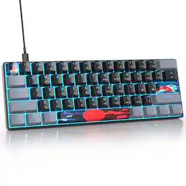 Live At Space - Wired 65% Mechanical Gaming With Blue 60% Ultra Compact Rgb Backlit Keys N-key Rollover For Pc Ps5 Xbox 【Portable 65% - Dark/ Red Switch