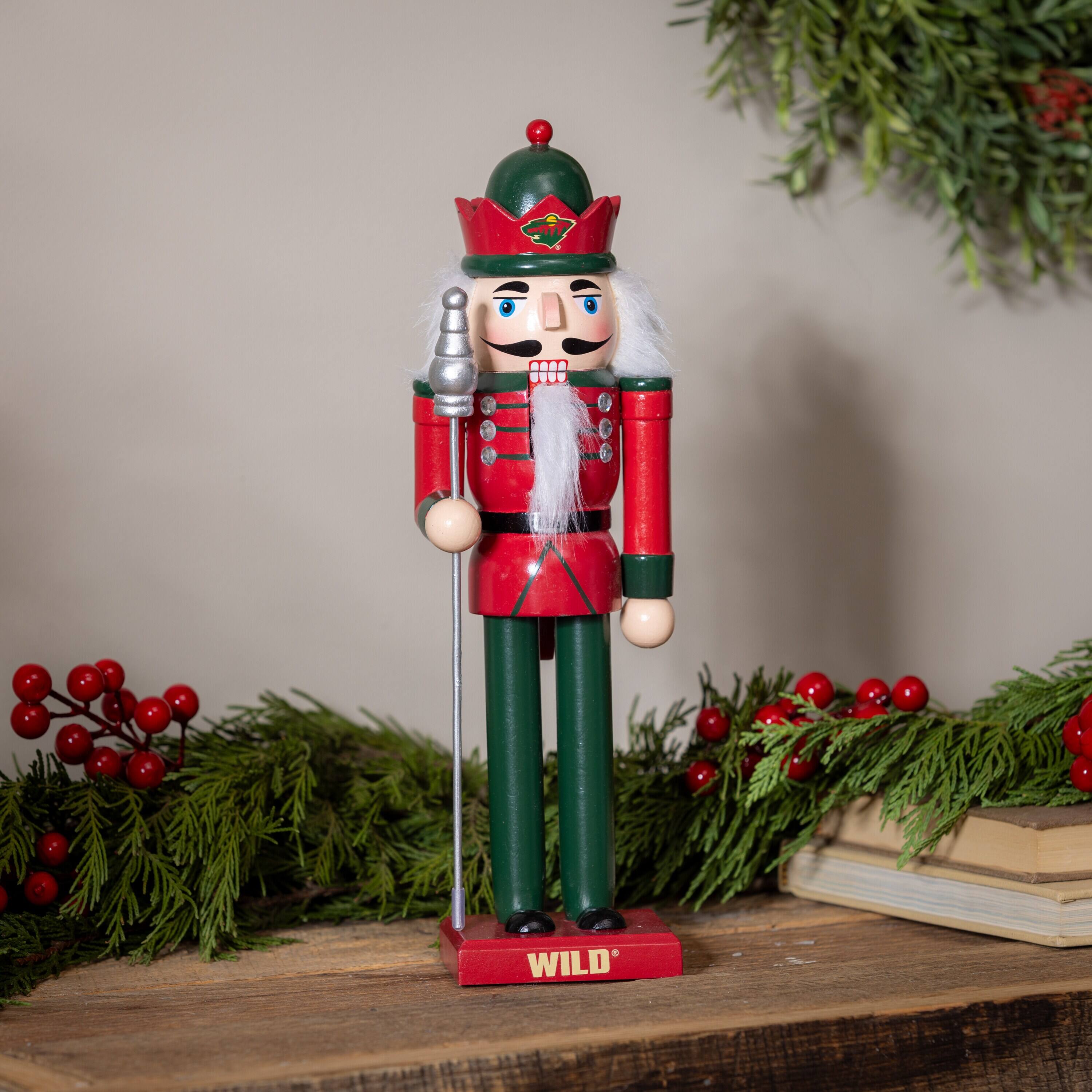 Alt View 2. Evergreen Enterprises - Minnesota Wild 12" Wooden Nutcracker Statue - Multicolor.