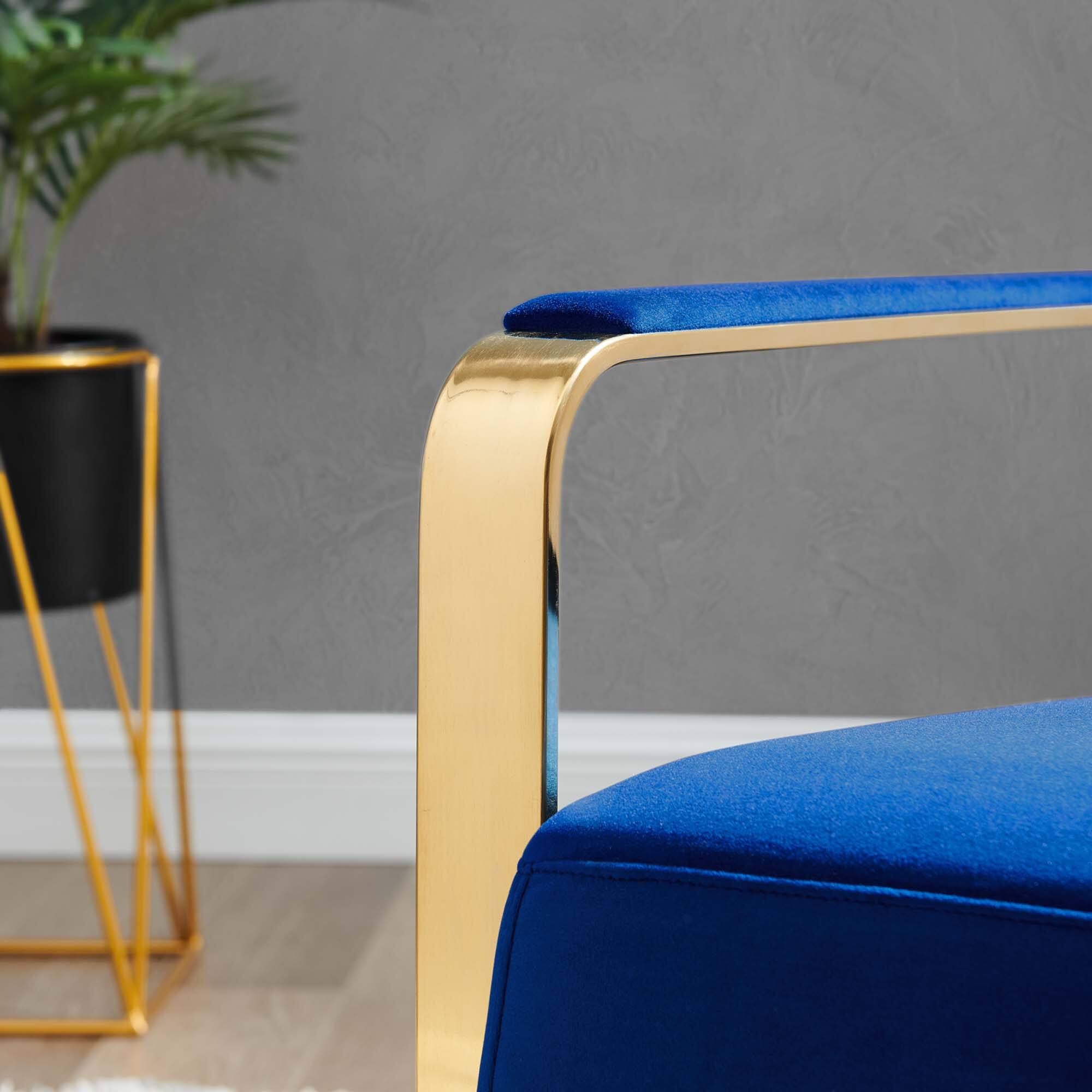 Back. Modway - Seg Performance Velvet Accent Chair by Modway - Gold Navy.