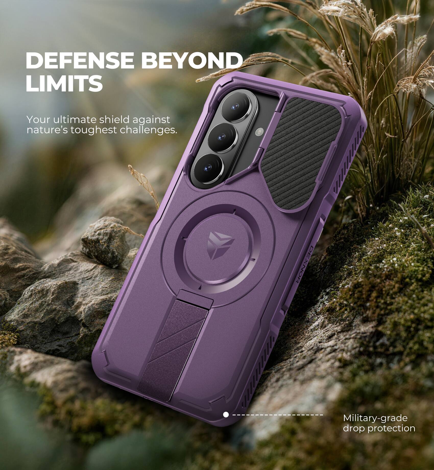 DEFENSE BEYOND LIMITS  
Your ultimate shield against nature's toughest challenges.  
Military-grade drop protection