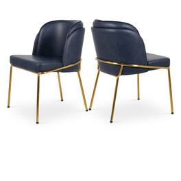 Meridian Furniture - Jagger Navy Vegan Leather Dining Chair, Set of 2 - Blue