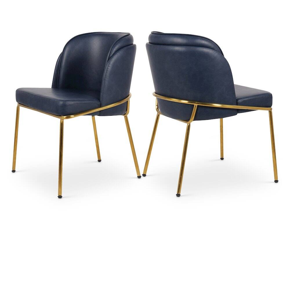 Front. Meridian Furniture - Jagger Navy Vegan Leather Dining Chair, Set of 2 - Blue.