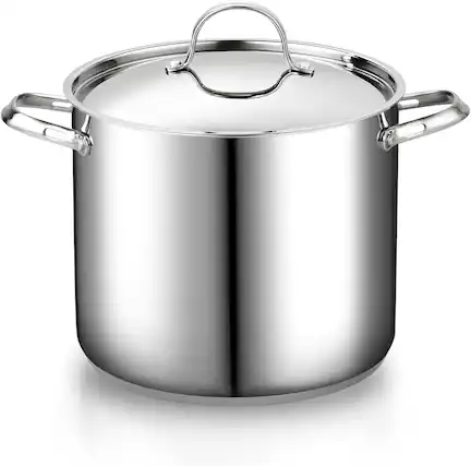 Front. Cooks Standard - Classic 12 Quart Stock Pot with Lid, Stainless Steel Pasta Pot - stainless steel.