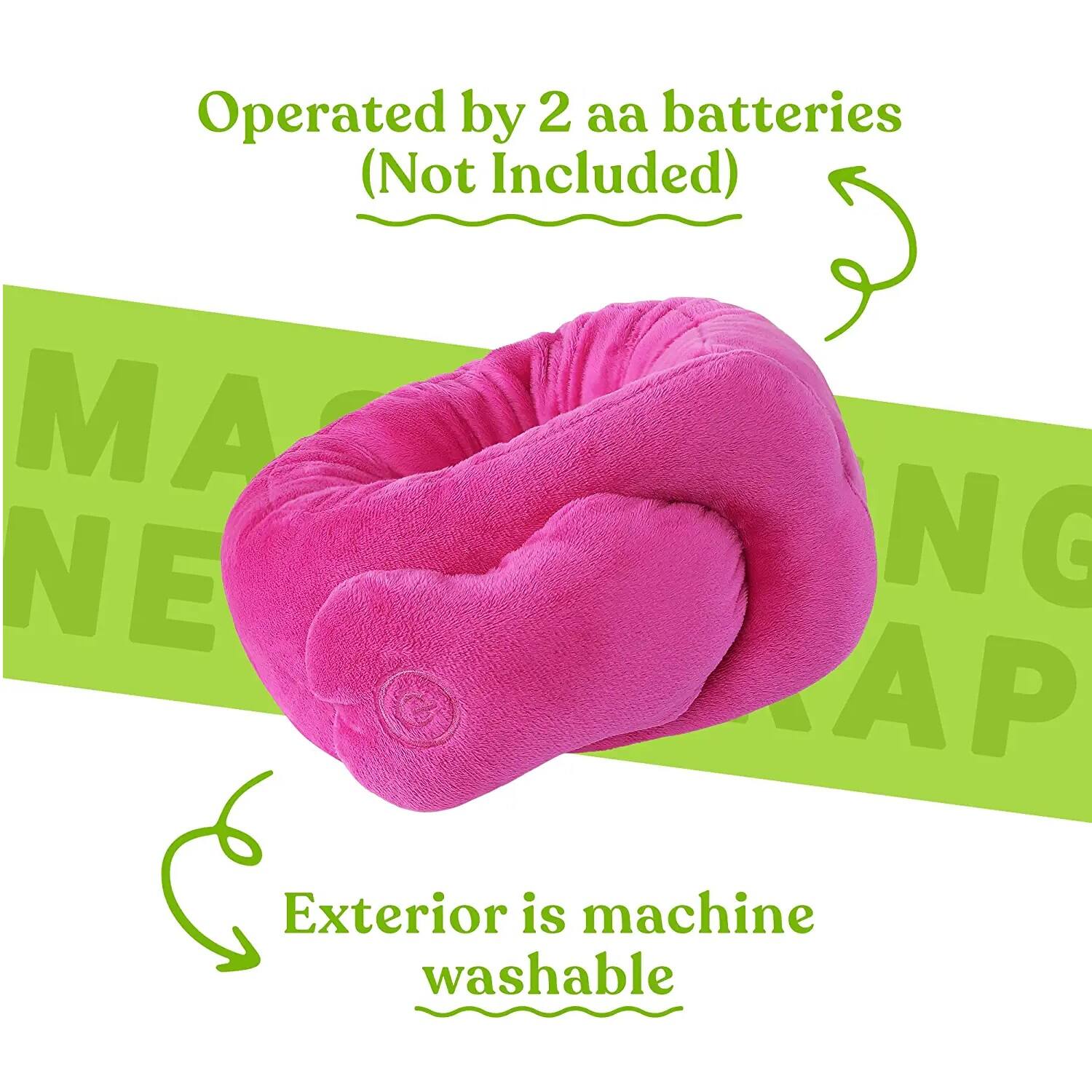 Operated by 2 aa batteries (Not Included)  
Exterior is machine washable