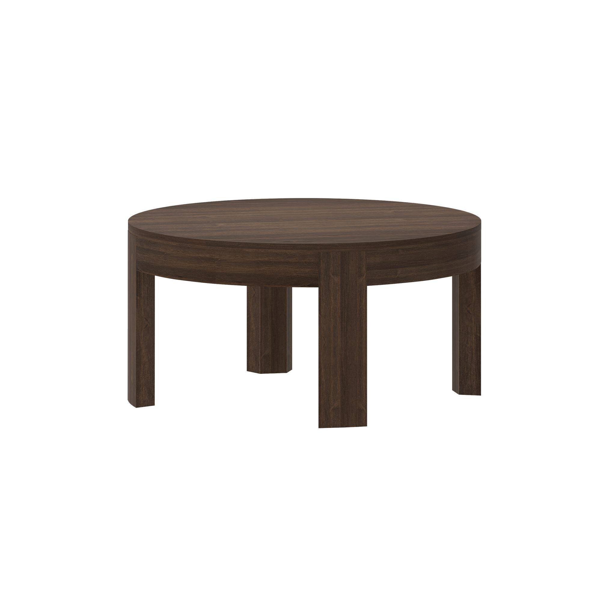 Alt View 2. Plank+Beam - Contour Round Coffee Table (30in x 30in / 762mm x 762mm), Walnut - Walnut.