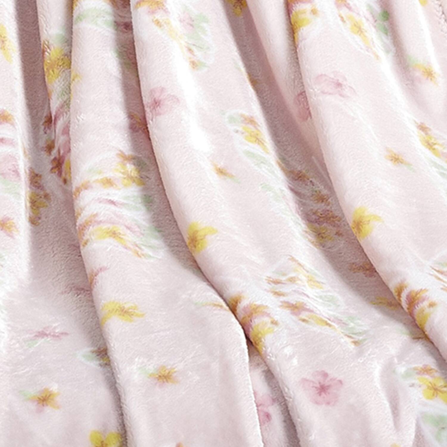 Back. Plazatex - Plazatex 100% Polyester Butterfly Garden Lightweight Oversized Throw Blanket 60" x 70" White - Blush.
