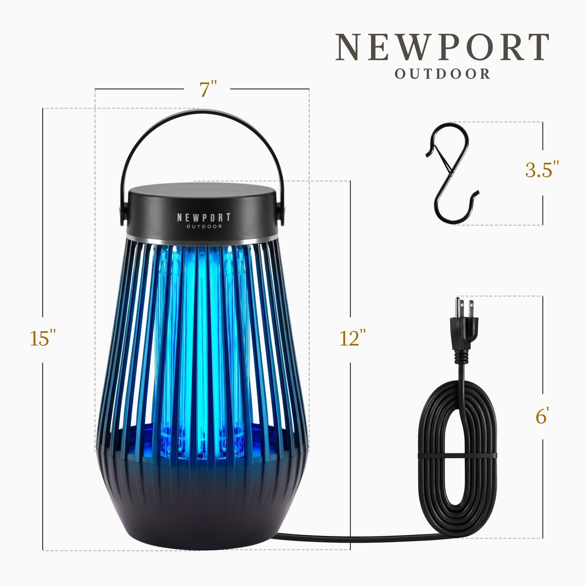7" NEWPORT OUTDOOR  
2 3.5" 15" 12" 0 6'
