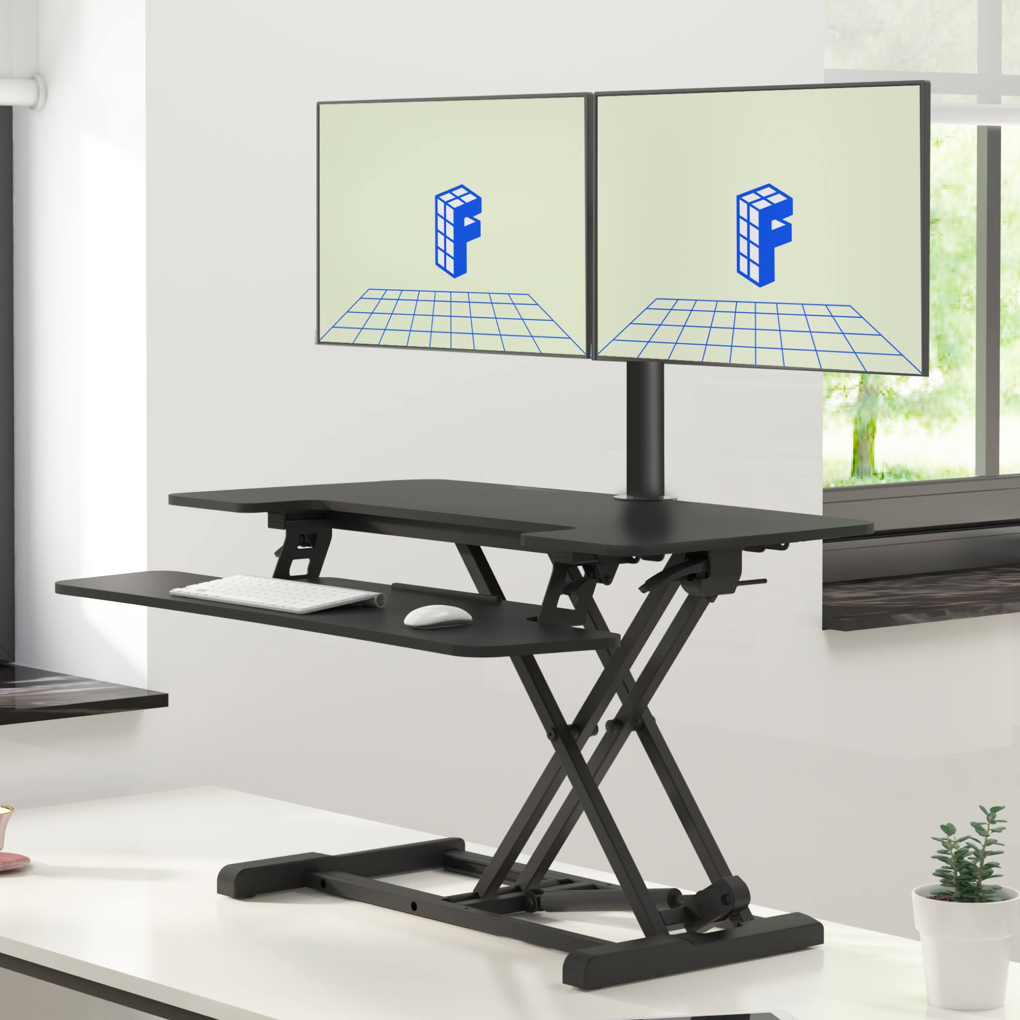 Alt View 7. FlexiSpot - Adjustable Dual Arms for Sit-Stand Riser up to 30" Monitors - Black.