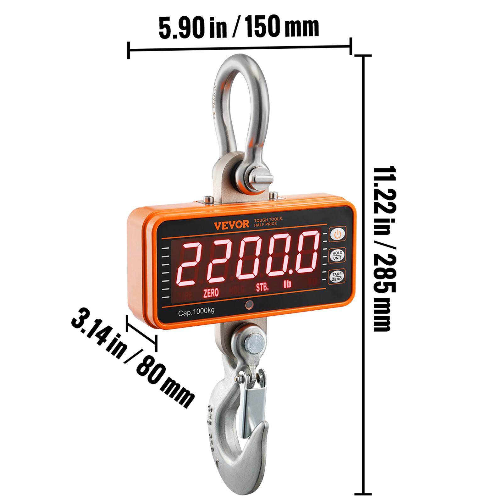 5.90 in / 150 mm  
VEVOR  
TOUGH TOOLS  
HALF PRICE  
11.22 in / 285 mm  
Cap. 1000kg  
3.14 in / 80 mm