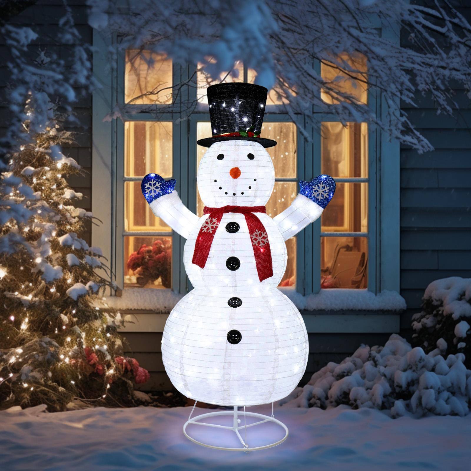 Front. Winado - 6 FT Lighted Artificial Christmas Snowman Pre-Lit Pop-up Christmas Snowman with 200 LED Lights - White.