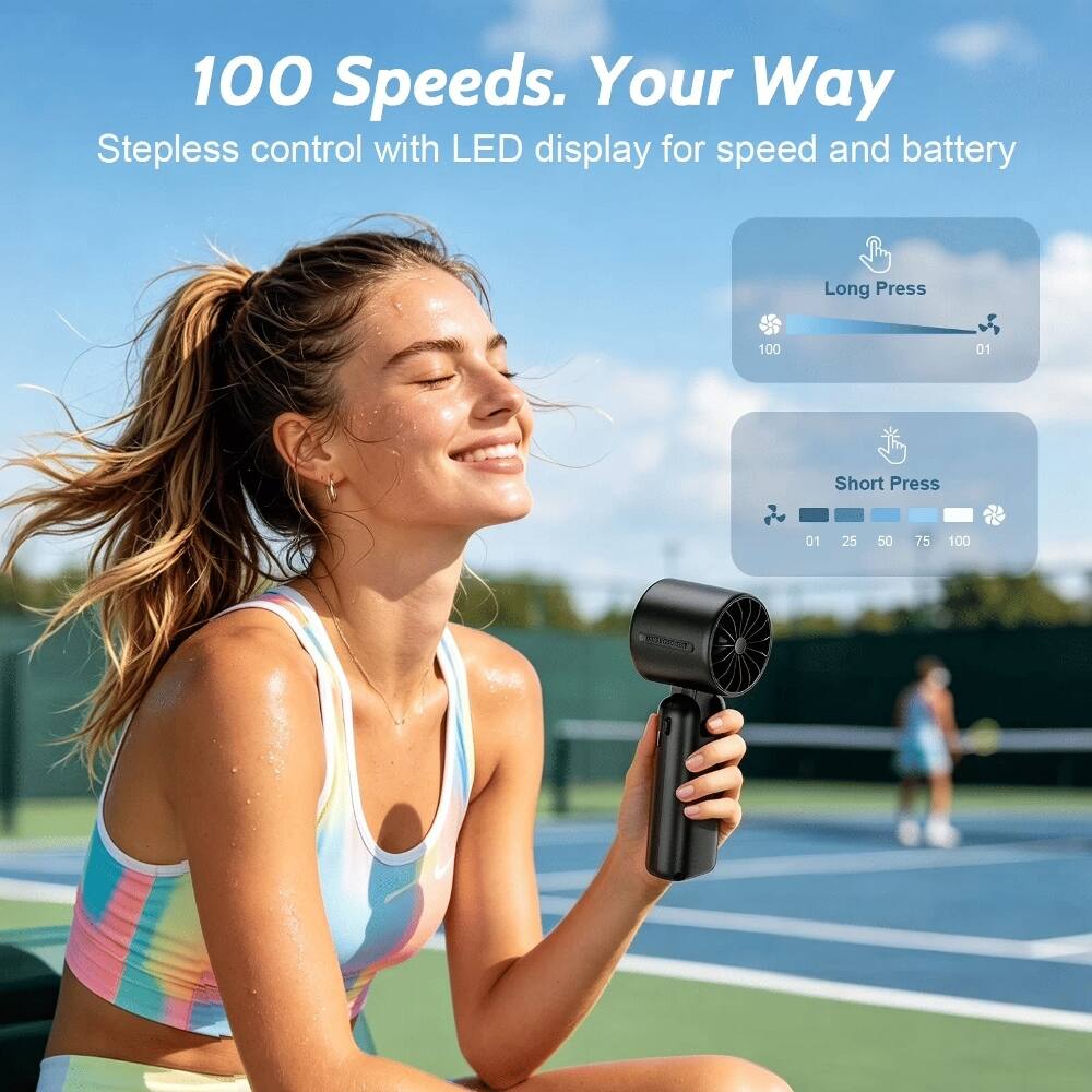 100 Speeds. Your Way  
Stepless control with LED display for speed and battery  
Long Press: 100 - 01  
Short Press: 01 - 25 - 50 - 75 - 100