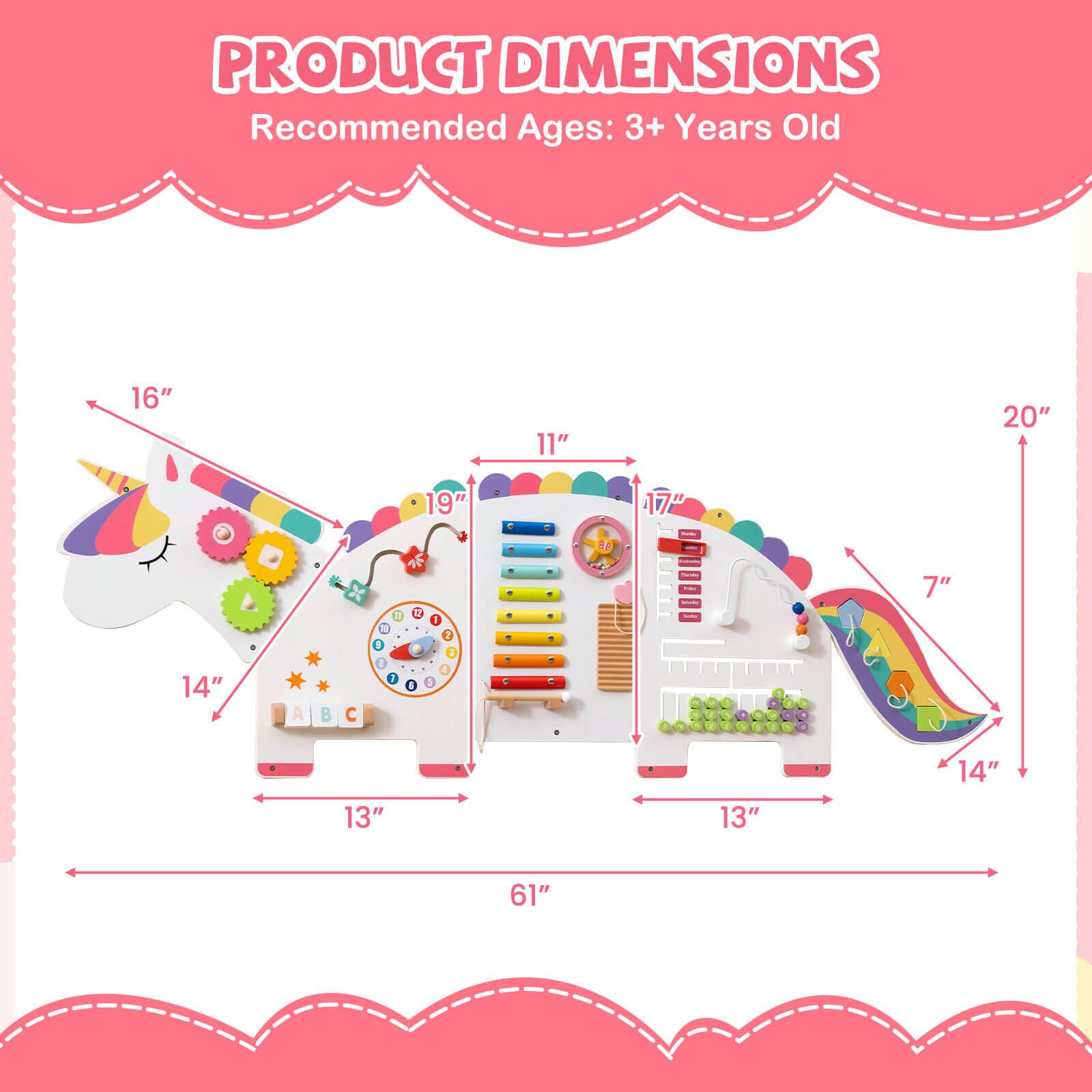 PRODUCT DIMENSIONS  
Recommended Ages: 3+ Years Old  

16"  
11"  
20"  
19"  
17"  
14"  
7"  
13"  
13"  
14"  
61"