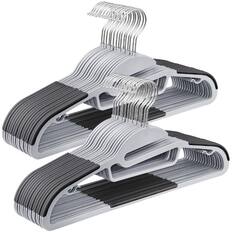 Front. Songmics Home - 30 Pack Coat Hangers, Heavy-Duty Plastic Suit Hangers, S-Shaped Opening, Space-Saving, 360º Swivel Hook - Light Gray and Dark Gray.