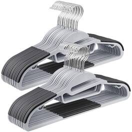 Songmics Home - 30 Pack Coat Hangers, Heavy-Duty Plastic Suit Hangers, S-Shaped Opening, Space-Saving, 360º Swivel Hook - Light Gray and Dark Gray