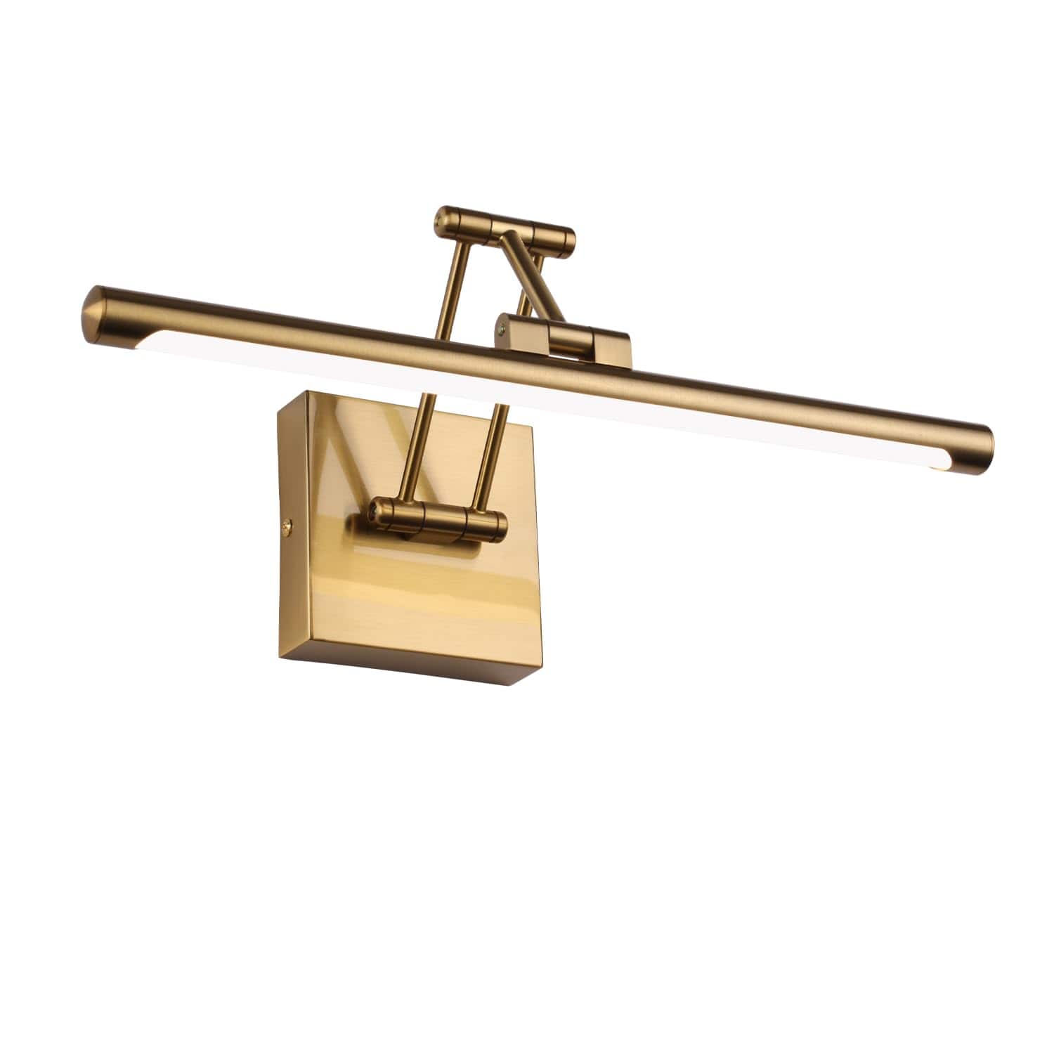 TECH SAFARI - Picture Lights For Wall Rechargeable Gallery Light Wireless Art Display With Dual rods Swing Arm Brass Pain - Hard-wired Brass-3000K 15.7 Inch