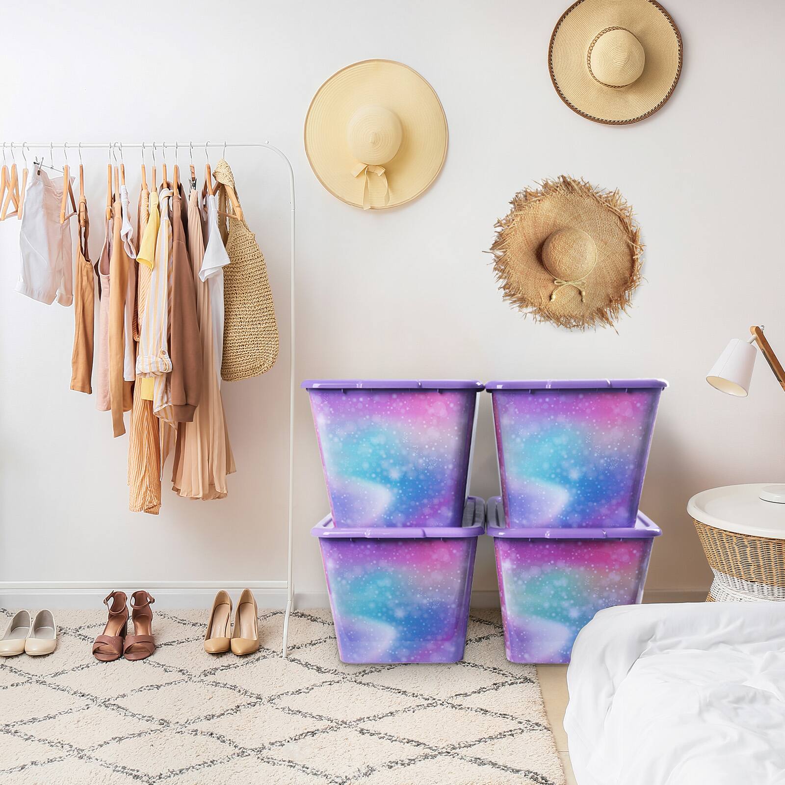 Alt View 2. SIMPLYKLEEN - SIMPLYKLEEN 4 Pack 14.5 Gallon Christmas Storage Bins with Lids Stackable Totes Rugged Tubs Garage Organization.