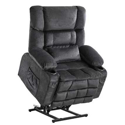 Front. Kadyn - Dual Motor Power Lift Recliner, Lay-Flat 180°, Kneading Massage & Heat, USB Ports - Gray.