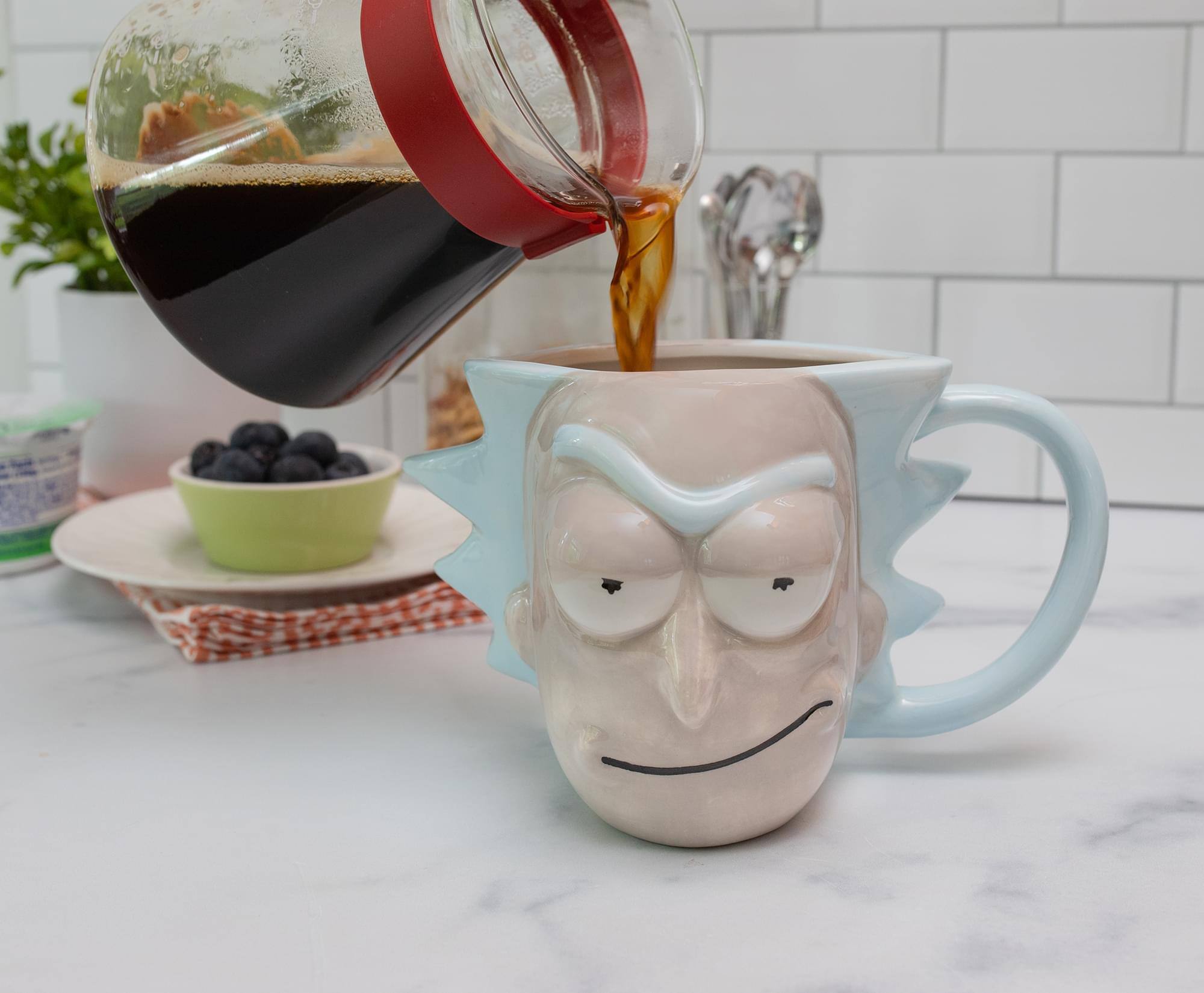 Alt View 4. Silver Buffalo - Rick and Morty Rick Sanchez Face 3D Sculpted Ceramic Mug | Holds 20 Ounces - White.