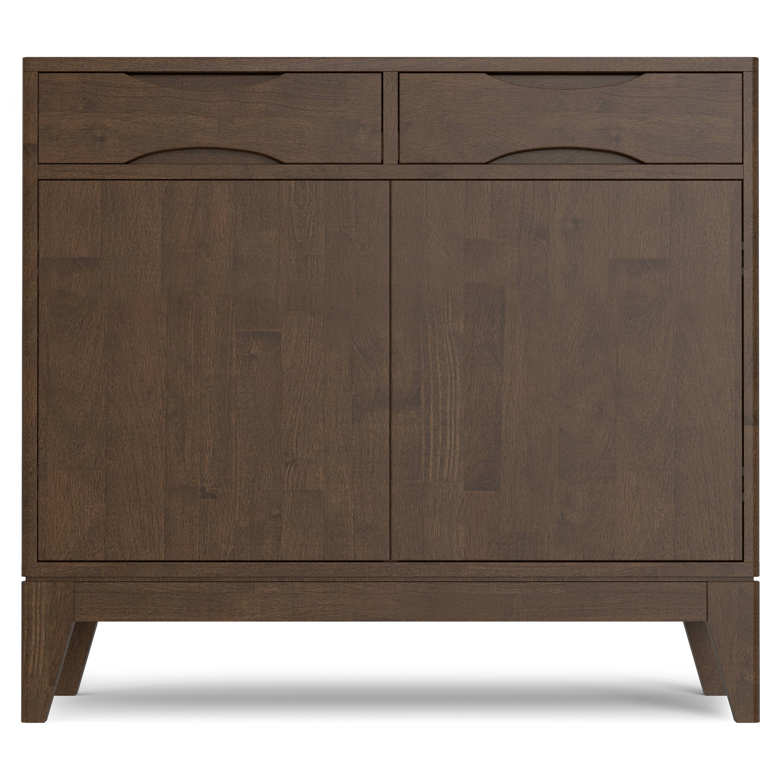 Left. Simpli Home - Harper Solid Wood 40 inch Storage Cabinet in Walnut Brown (Set of 2) - Walnut Brown.