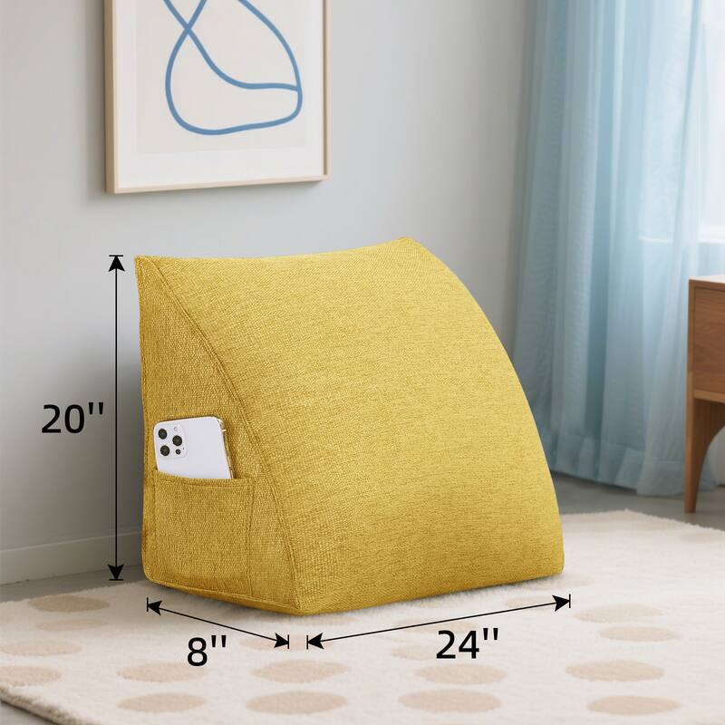 The dimensions of the pillow are 20" in height, 8" in depth, and 24" in width.