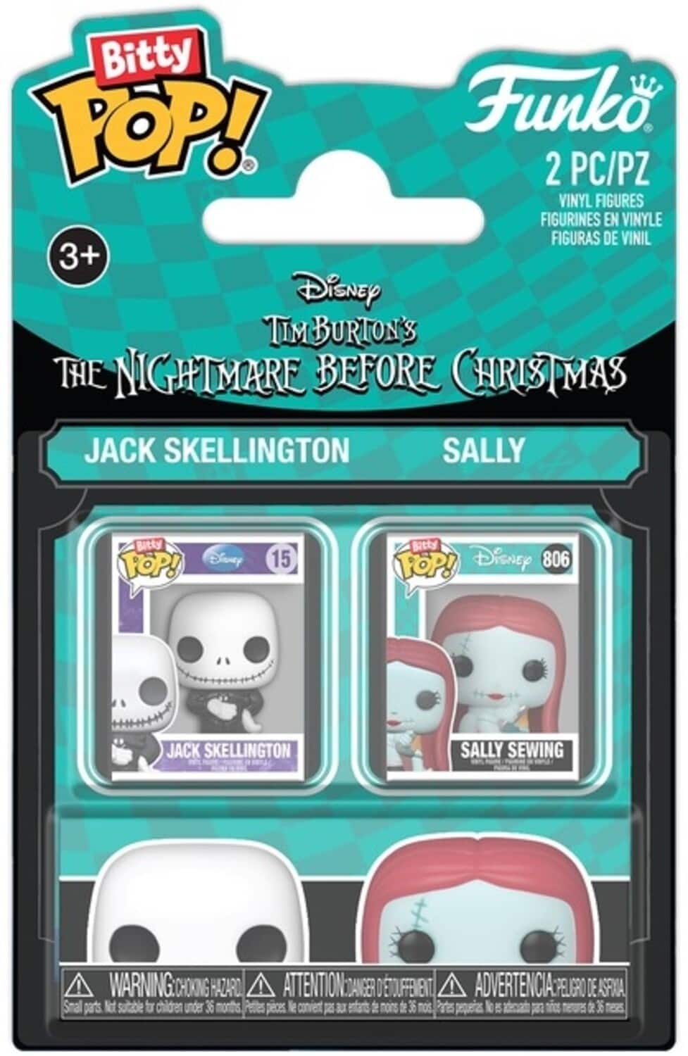 Funko Bitty POP!: The Nightmare Before Christmas 2-Pack - Jack & Sally - Multicolor