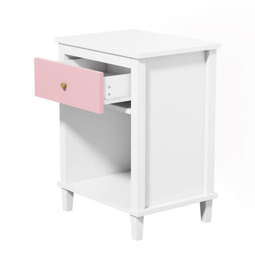 Alt View 3. LUCKY ONE - 26.8" Assembled Wooden Nightstand 1-Drawer 1-Shelf for Kids Adults - Pink.