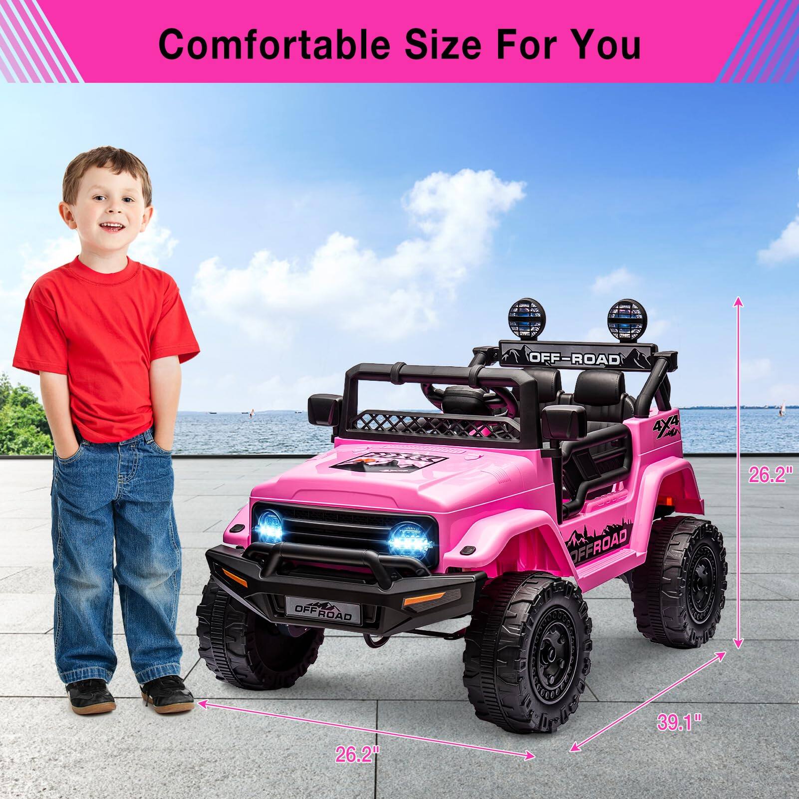 Comfortable Size For You

OFF-ROAD

4X4

26.2" (Width)
39.1" (Length)