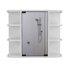 TuHome - Milan Medicine Cabinet, Six External Shelves Mirror, Three Internal Shelves - White