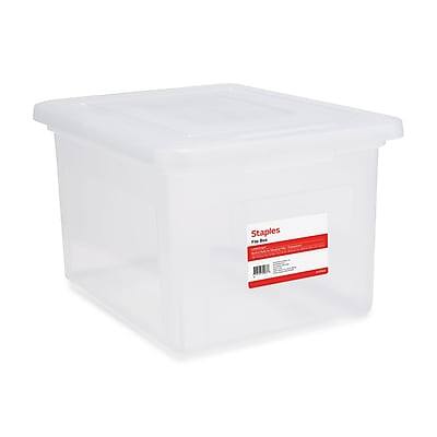 Front. Staples - Staples File Box Plastic File Box Snap, Letter/Legal Size, Clear (140168/140139) - Clear.