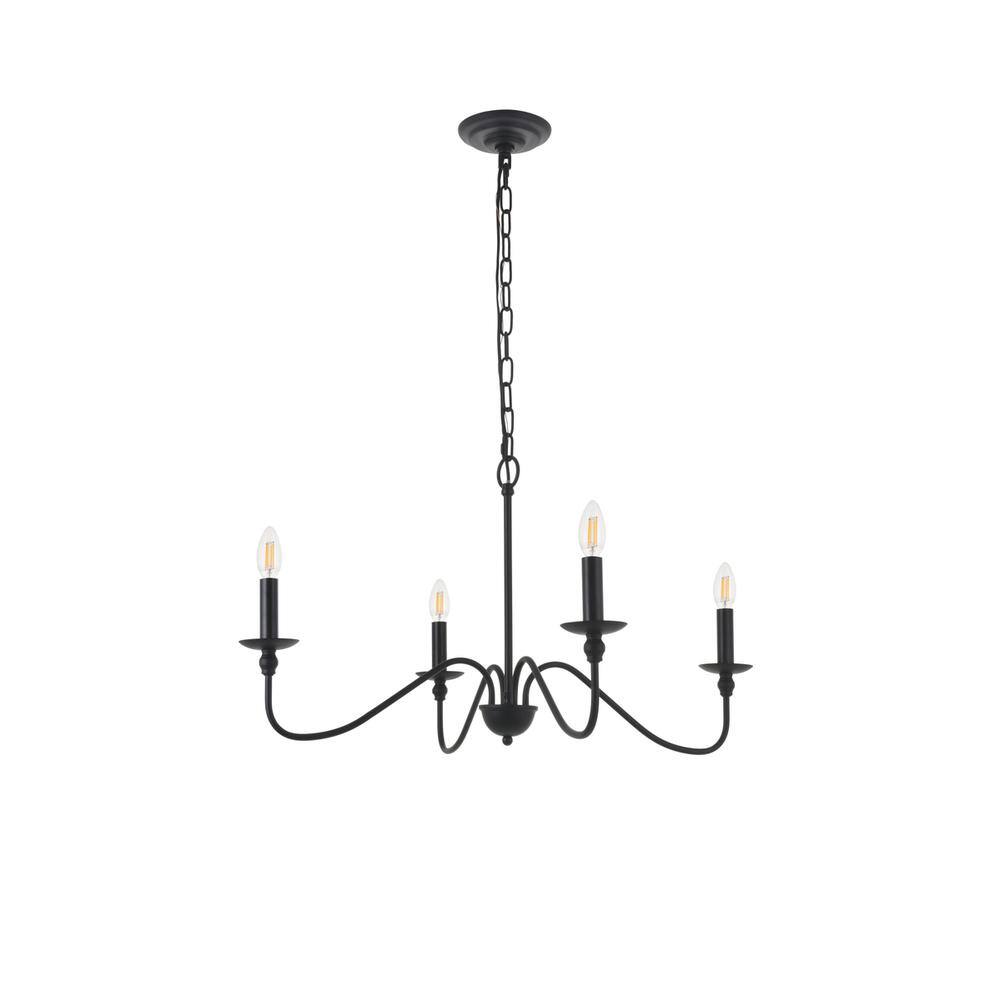 Alt View 6. Living District - Rohan 4 light Matte Black Pendant - Matte Black.