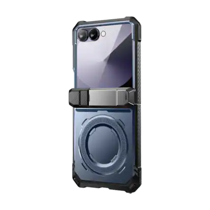 Front. SUPCASE - Galaxy Z Flip7 UB Grip Magsafe Phone Case - Metallic Blue.