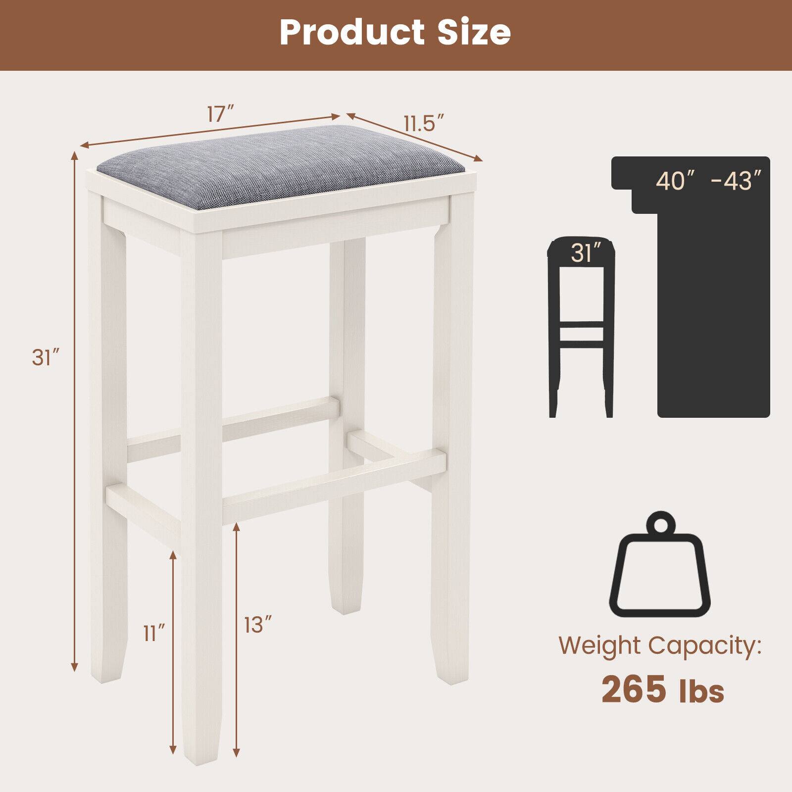 Product Size: 17", 11.5", 40" - 43", 31", 11", 13"
Weight Capacity: 265 lbs