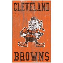 Fan Creations - Cleveland Browns Brownie The Elf 11'' x 19'' Heritage Distressed Logo Sign - Multicolor