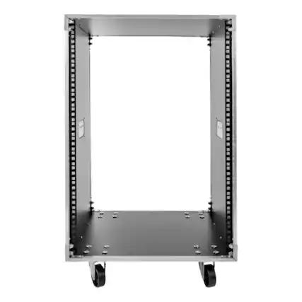 Front. Stock Preferred - 19-Inch 16U Rolling Open Frame Server Rack Cabinet with Casters - Black.