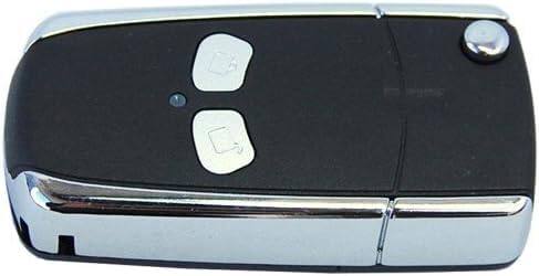 Angle. HQRP - Folding Flip Key Fob Shell Case, 2-Button, Uncut Blade - for Mitsubishi Lancer 2002-2010 - Black.
