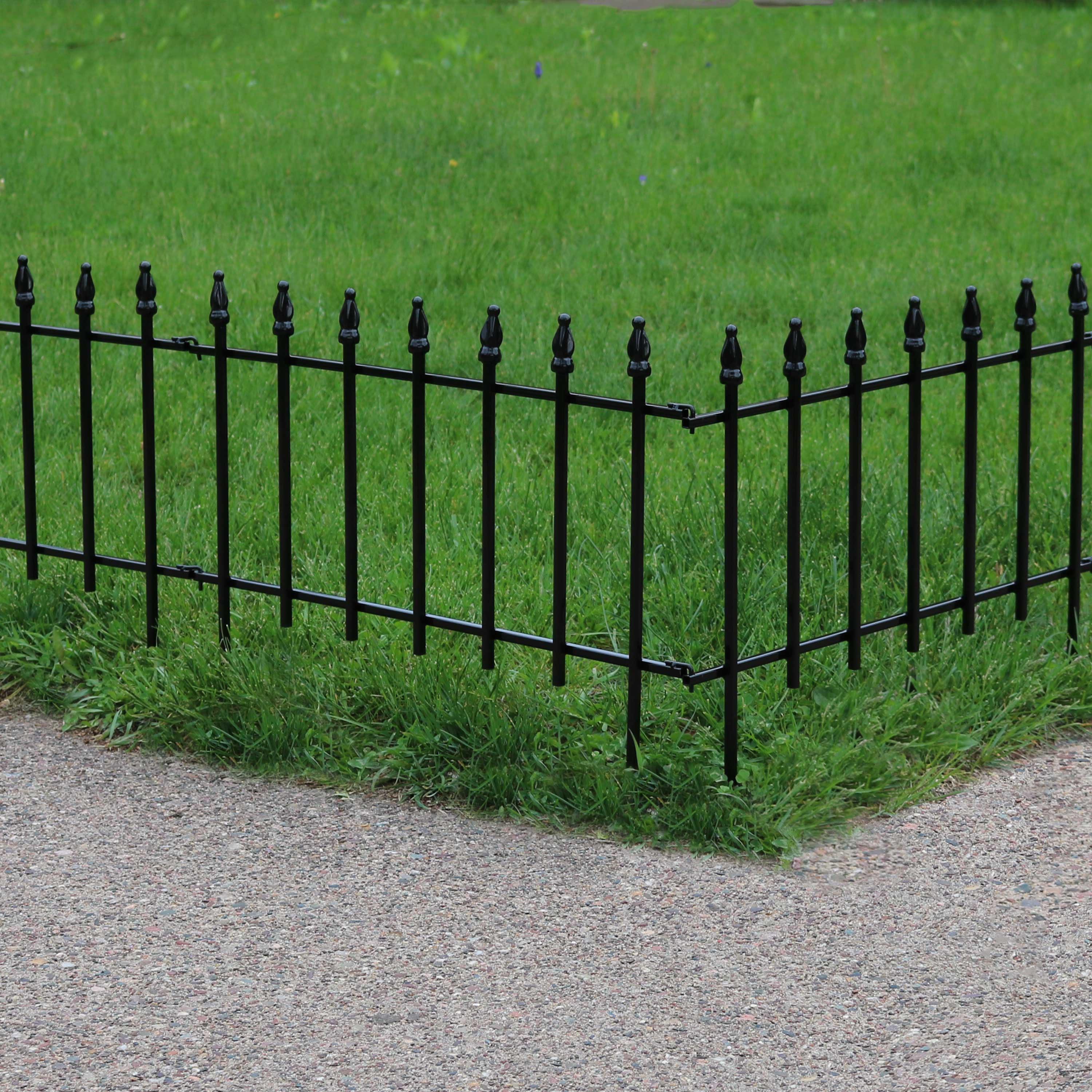 Alt View 9. Sunnydaze - 20-Piece Roman Walkway Iron Panel Border Fencing - 36 ft - Black.