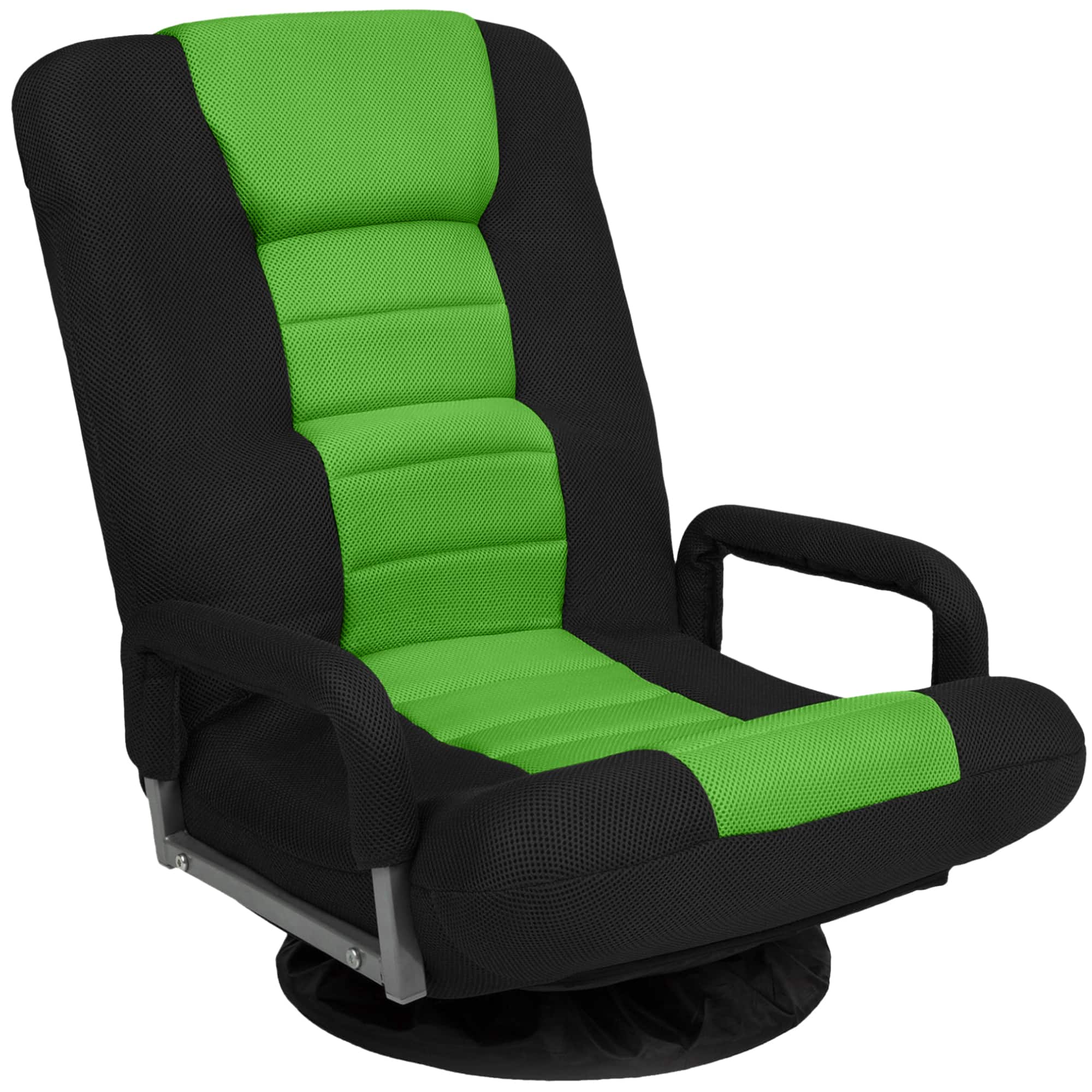 Best Choice Products - 360-Degree Swivel Gaming Floor Chair w/ Armrest Handles, Foldable Adjustable Backrest - Black/Green