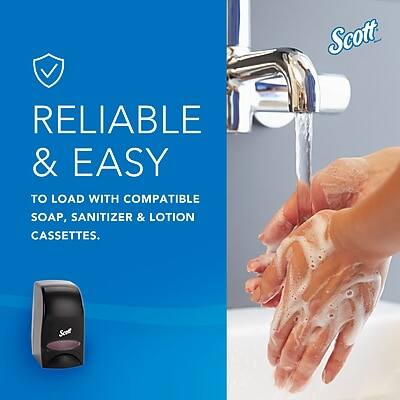 Scott  
RELIABLE & EASY  
TO LOAD WITH COMPATIBLE SOAP, SANITIZER & LOTION Cassettes.