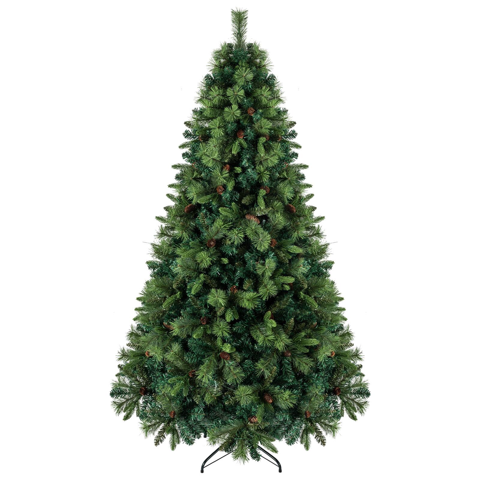 Alt View 9. Costway - Costway 7 FT Balsam Fir Christmas Tree with 1312 Branch Tips, 82 Pine Cones, 400 LED Lights - Green.