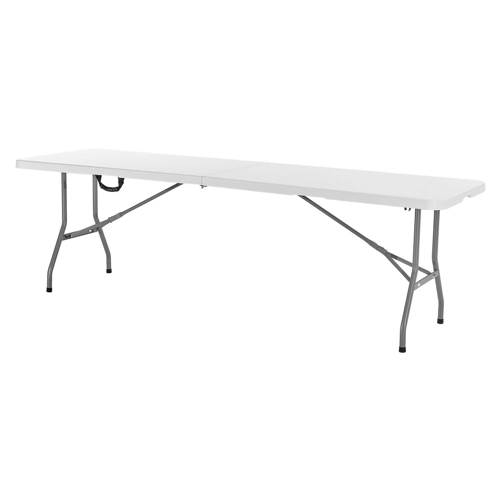 Alt View 5. VEVOR - Folding Table, 8 Ft Heavy Duty Portable Fold-in-Half Utility Table, Indoor Outdoor Plastic Rectangle Table - White.