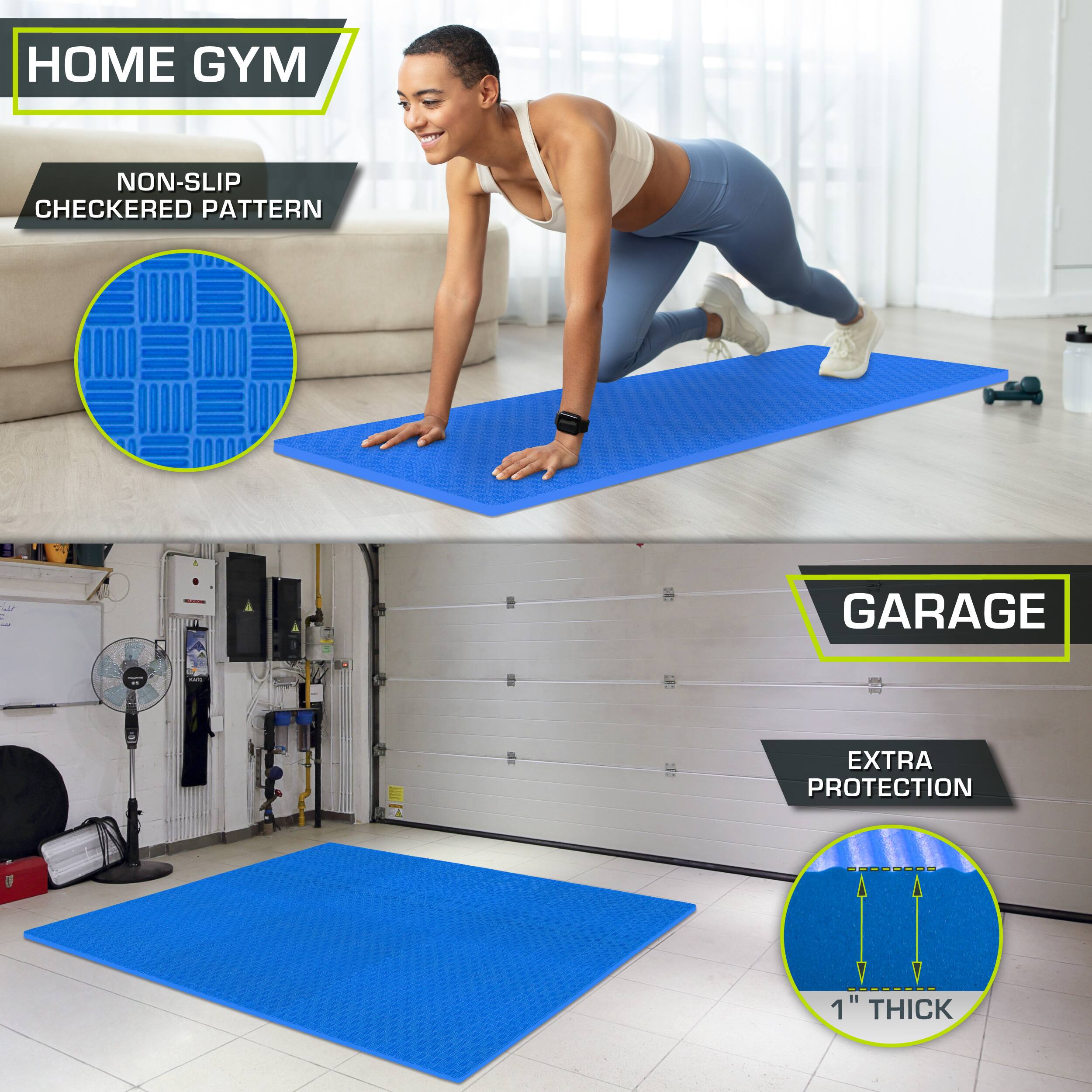 HOME GYM NON-SLIP CHECKERED PATTERN - GARAGE - EXTRA PROTECTION 1" THICK