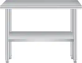 Jojoka - 24"x60" Stainless Steel Work Table with Adjustable Undershelf & Rounded Corners, Heavy Duty Commercial Prep,No wheels - Silver