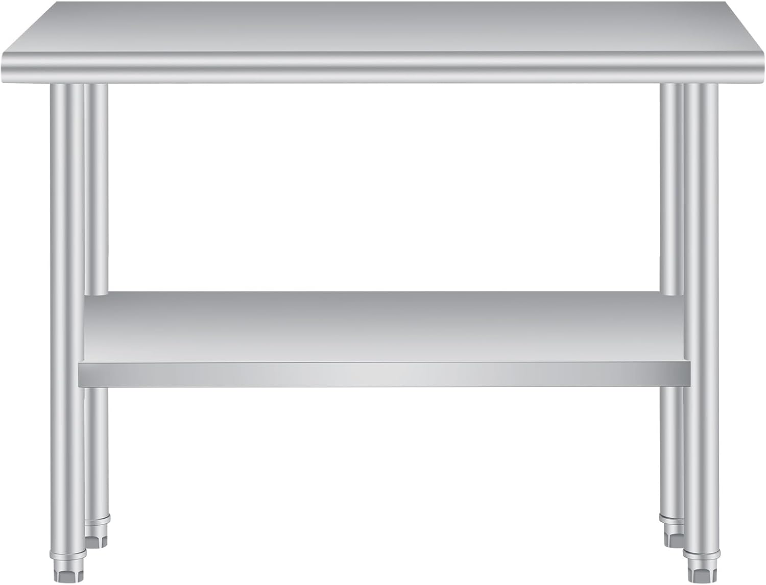 Front. Jojoka - 24"x60" Stainless Steel Work Table with Adjustable Undershelf & Rounded Corners, Heavy Duty Commercial Prep,No wheels - Silver.